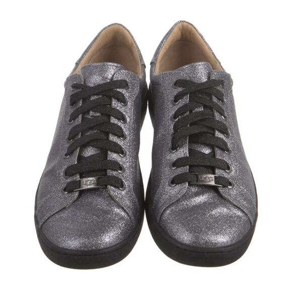 Ugg Australia Milo Glitter Pink Gunmetal Lace Up Sneakers Tennis Shoes 10.5 - Picture 2 of 5